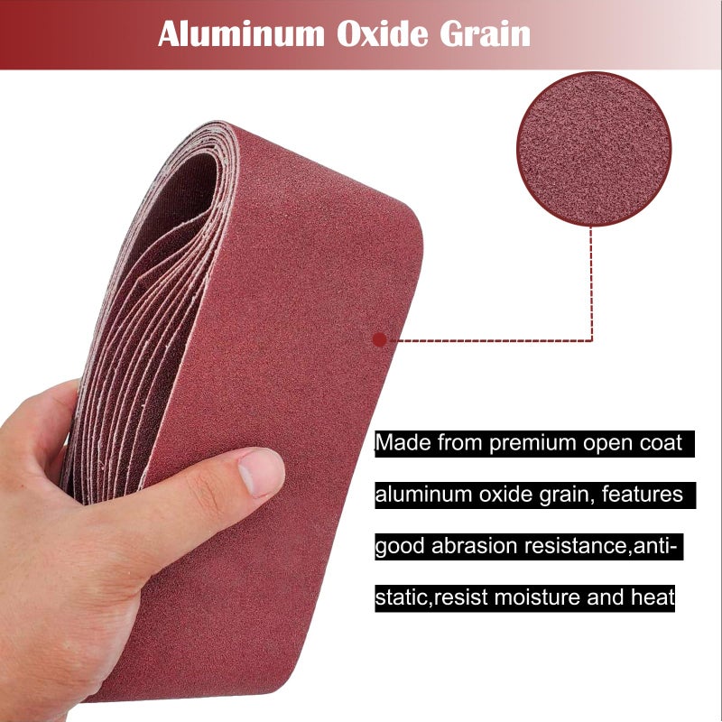 SACKORANGE 18 Pack 2-1/2 x 16 Inch Abrasive Sanding Belts Kit - 60 80 120 150 240 400 Grit Aluminum Oxide Clothed Backing Sander Belts for Wood-Working, Metal and Paint Grinding and Polishing (2.5" x 16") - Image 4